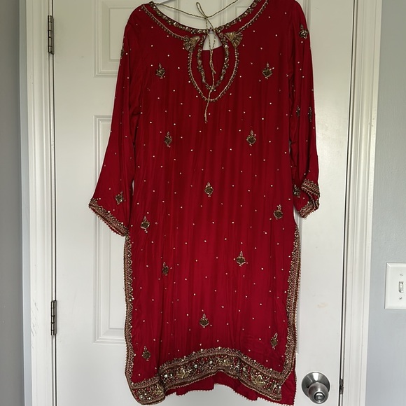 3pc Pakistani red shaadi suit/dress - Picture 8 of 17